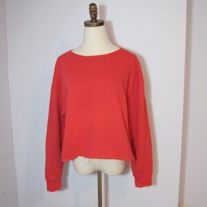 Wild Fable Distressed Raw Hem Bright Red Pullover Sweatshirt Size Medium